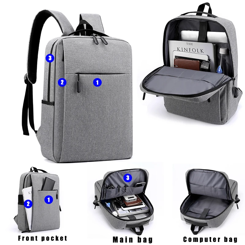 Lightweight Polyester College Usb Travel Laptop Backpack Student Custom ...