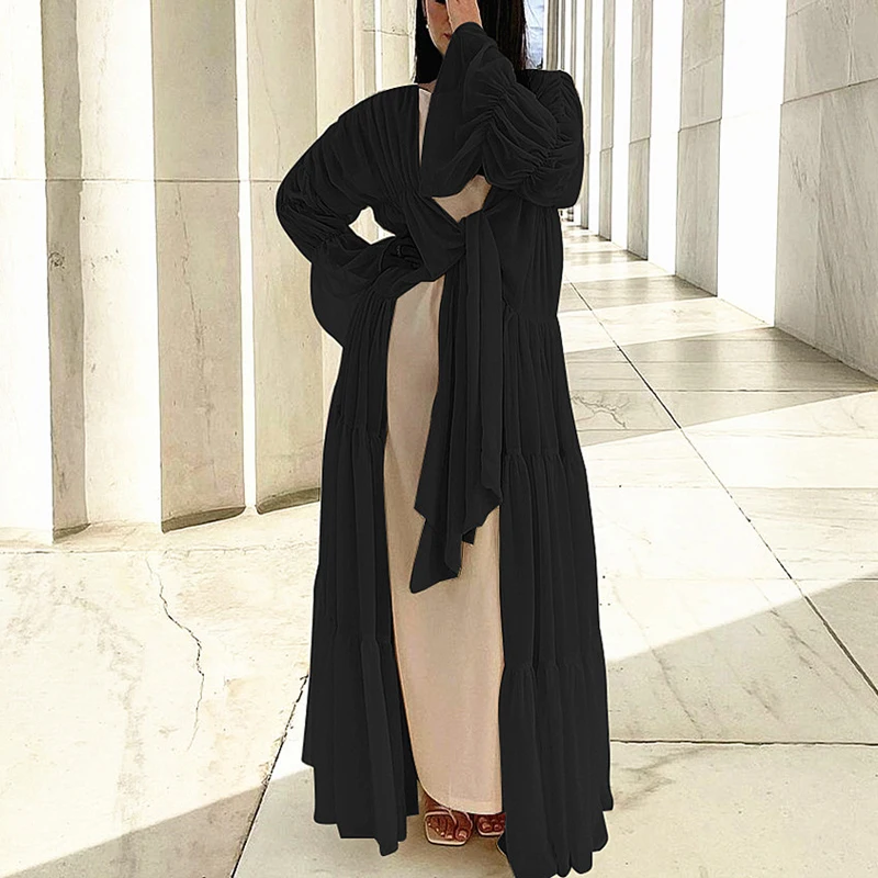 2023 Islamic Modern Rayon Umbrella Abaya Dubai Abaya Muslim Open Abaya