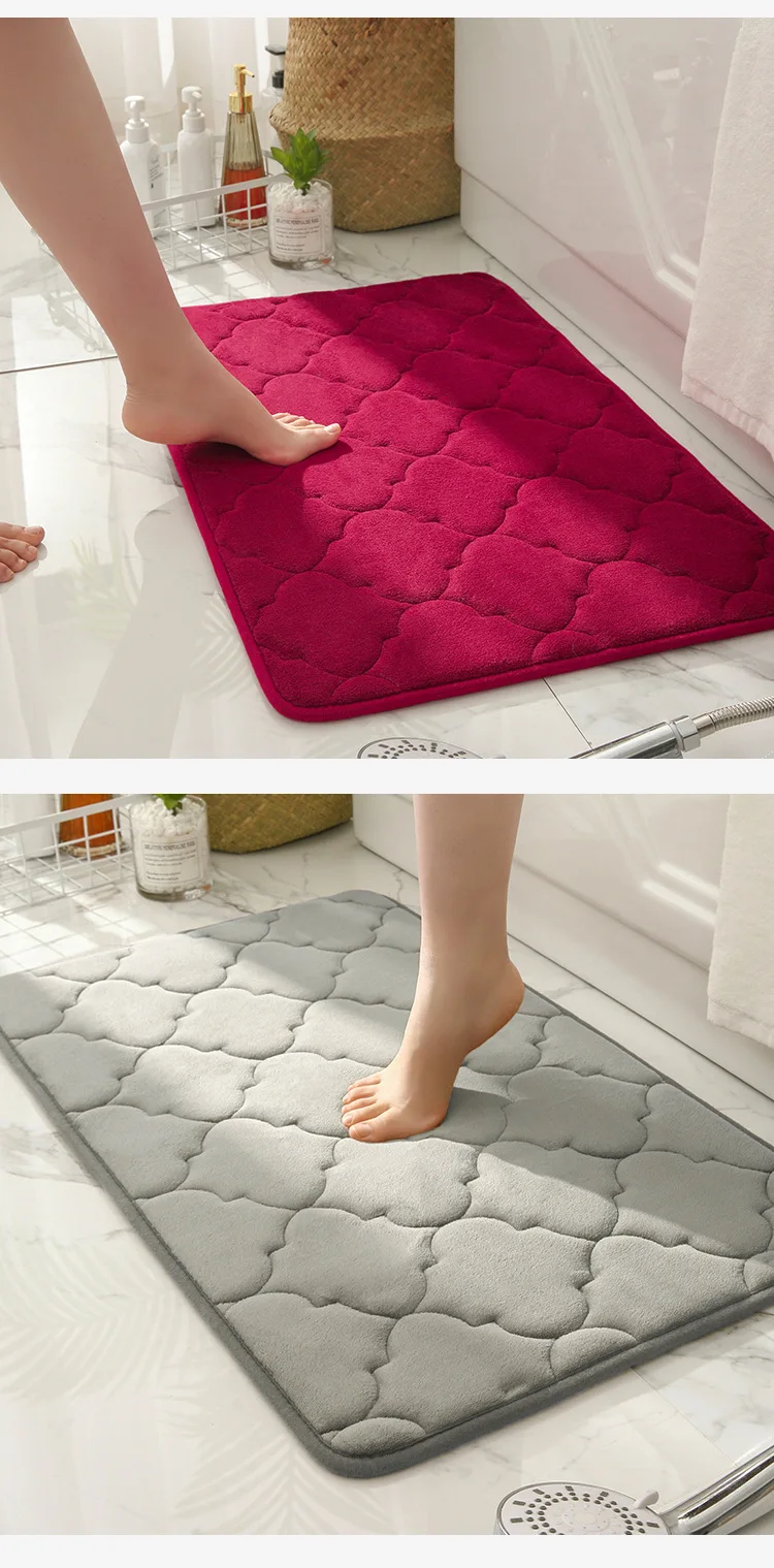 Environment Friendly Coral Velvet Non Slip Bathroom Mat Solid Color Indoor And Outdoor Doormat manufacture