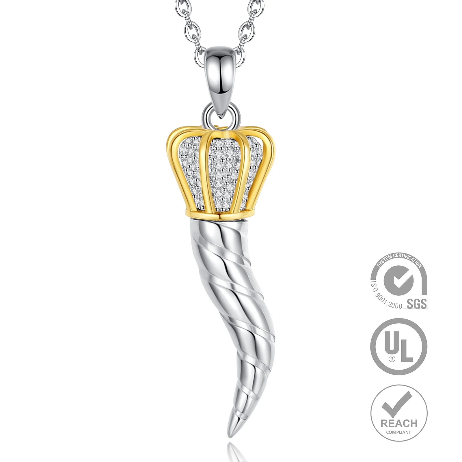 【完売】MUZE - ×OLI - CROWN NECKLACE ミューズ Full Zirconium Crown Cross Pendant Necklace, Suitable For