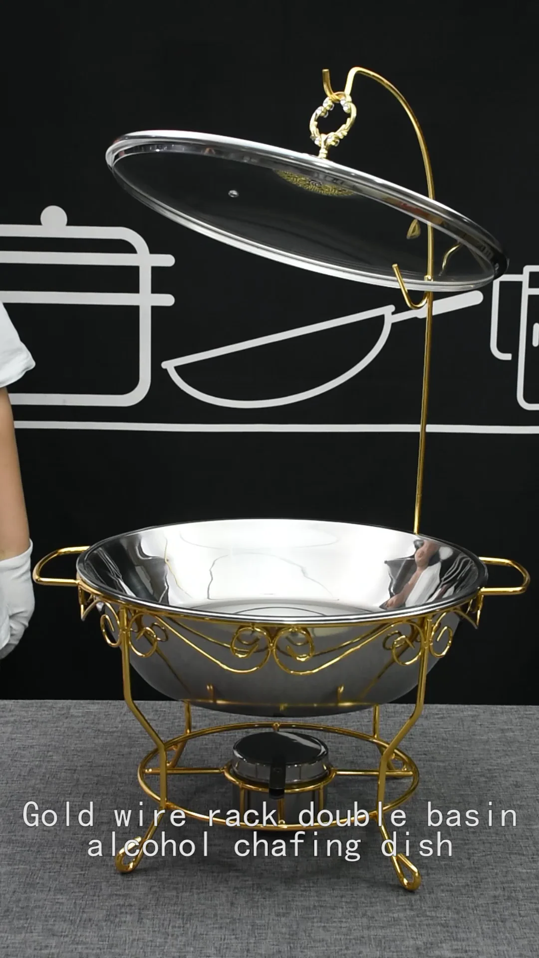 Arabic Restaurant Equipment Luxury Table Gold Buffet Food Warmer