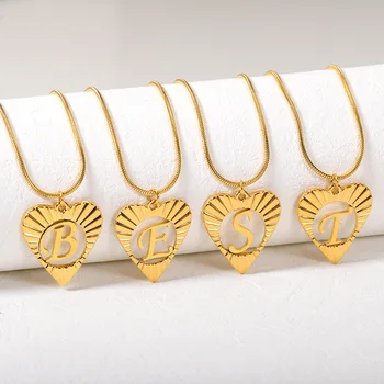 24k gold necklace dubai jewelry fashion 6 gram heart shape alphabet 26 letters gold chain designs necklace jewelry