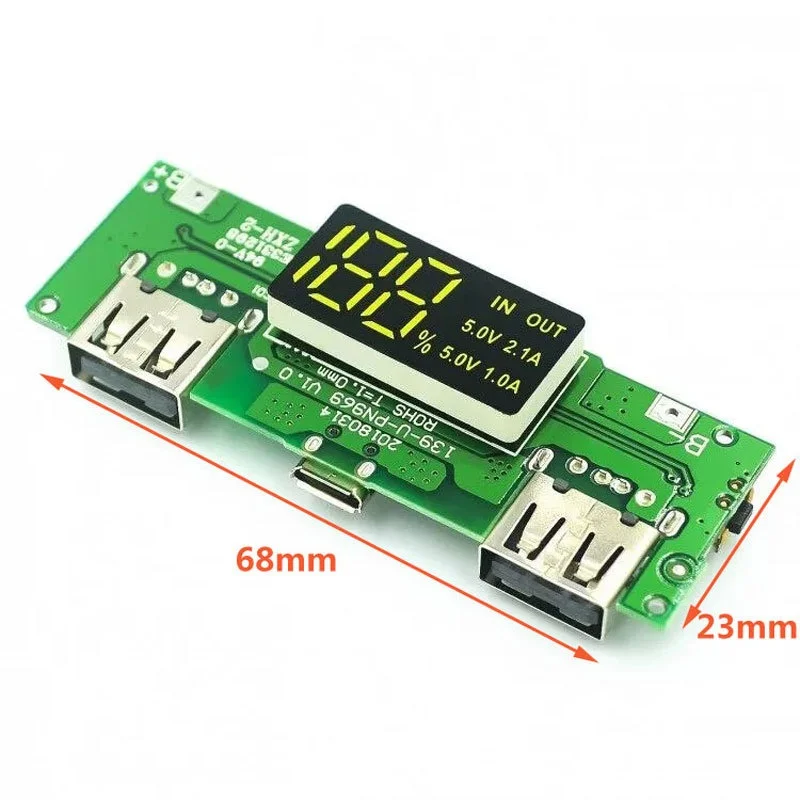 with Digital Display Dual USB Mobile Power Bank 18650 Charging Module 5V 2.4A 2A 1A Lithium Battery Charger Board