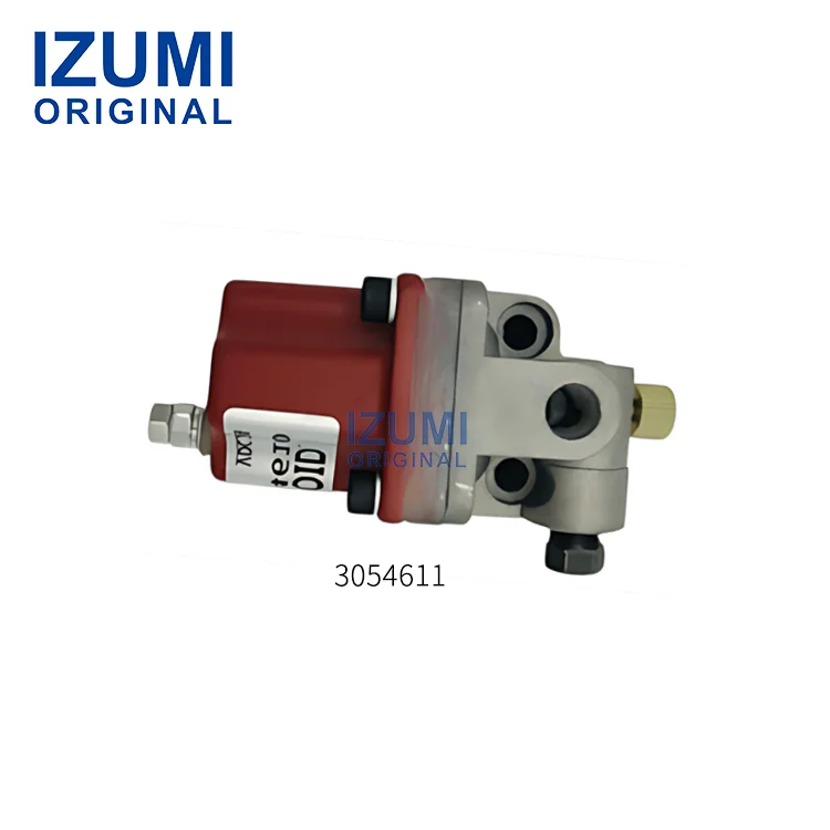 Bộ phận diesel chính hãng IZUMI QSM11, M11, NT855, N14 cho Cummins – Van điện từ ngắt nhiên liệu 12V/24V – Mã phụ tùng: 3054611, 3408421, 3054608, 4024808
