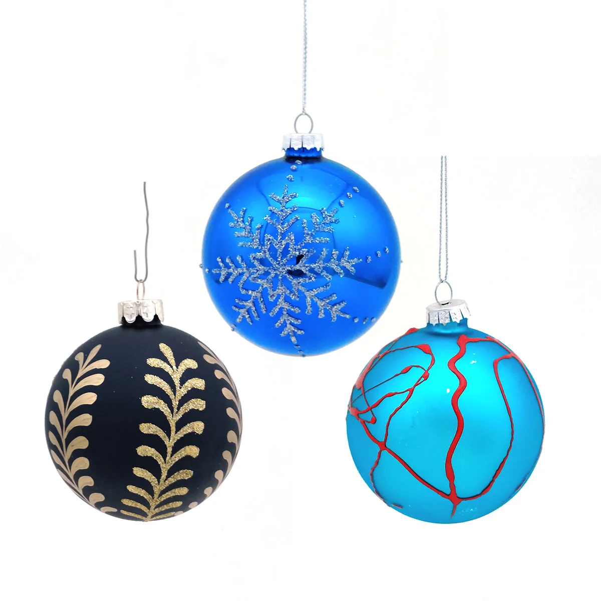 Custom personalised small clear cut glass hanging Christmas tree ball ornament baubles decoration set wholesale 2022