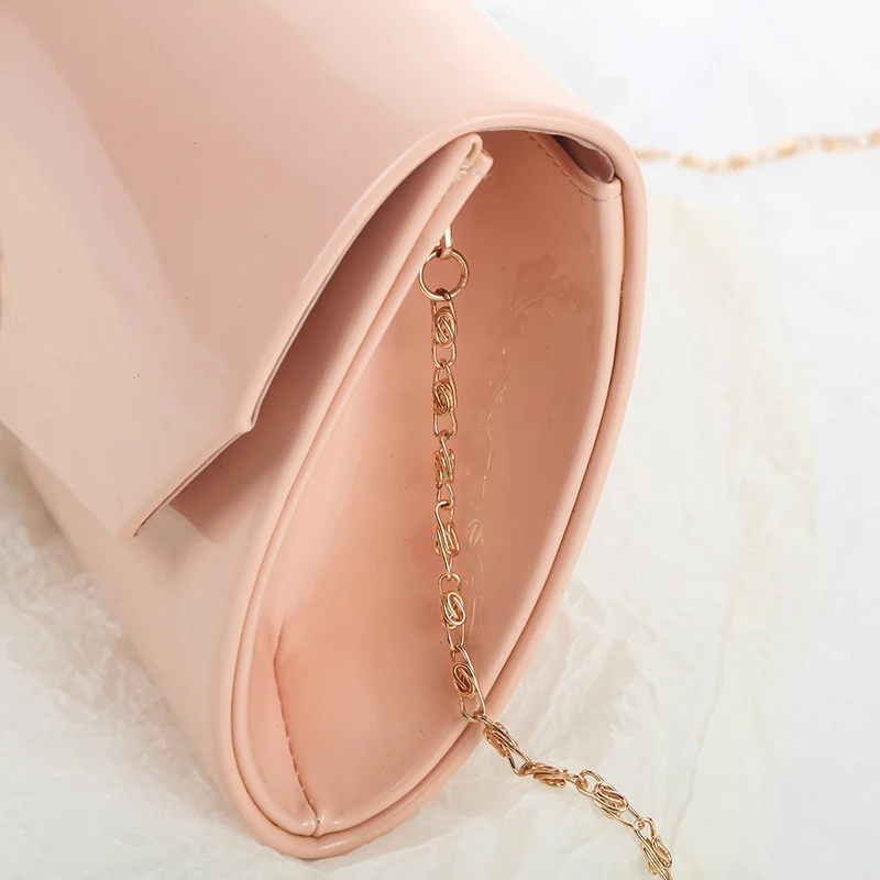 new arrival simple smooth surface manual big clasp one shoulder chain bag party handbag clutch purse evening bag