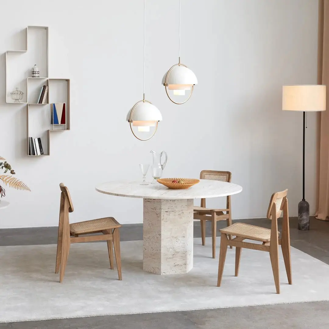 Современные роскошные круглые обеденные столы из натурального камня современный круглый обеденный стол травертина и мрамора