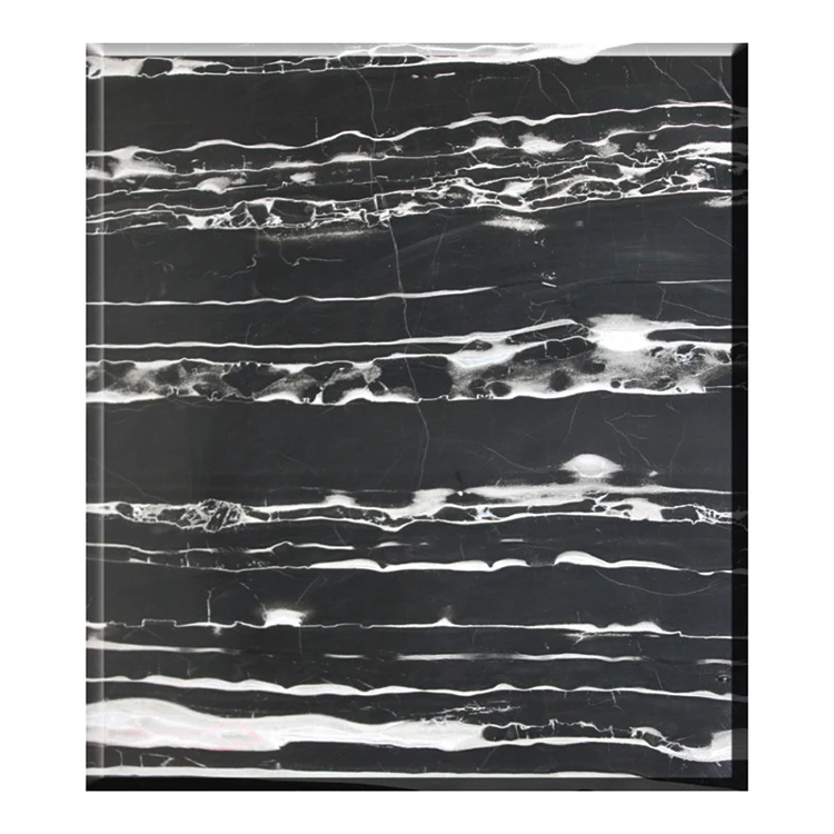 Polished natural stone tiles Chinese  black marble with sliver vein price for decoration