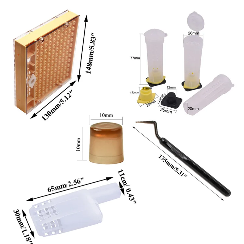 157 Pcs Beekeeping Tools Bee Tools Complete Queen Rearing Cell Cup Set Plastic Bee Queen Cage