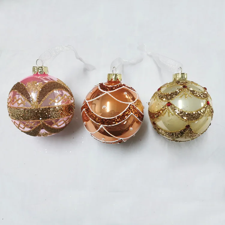 wholesale christmas tree hanging decoration xmas ball glass ornaments customized christmas ornaments painted blown glass ball supplier