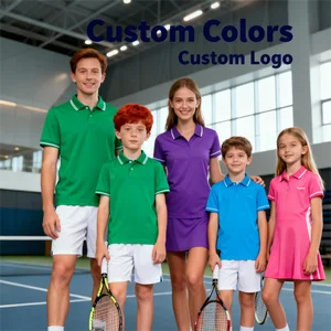 OEM Family Match Sporty Moisture-Wicking, Kids Tennis Uniform Polo Shirt Poloshirts Skirt & Top Set Skort Performance Shorts