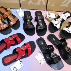 New Hardware Buckle Autumn Fashion for European and American Popular Women's Sandals Flat Shoes