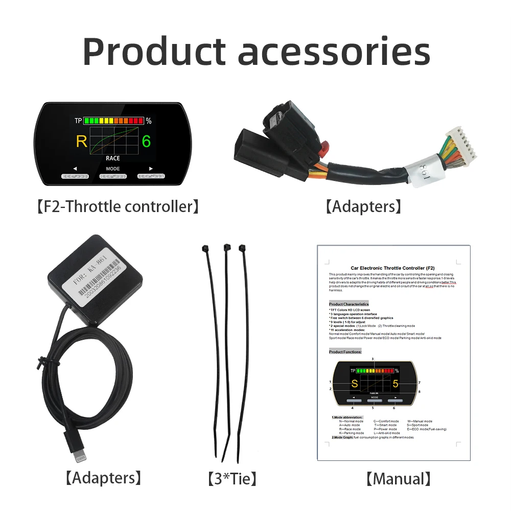 6 Animated Graphics 11 Modes Pedal Accelerator Electronic Throttle Controller Car Performance Aid F2 Speed Booster