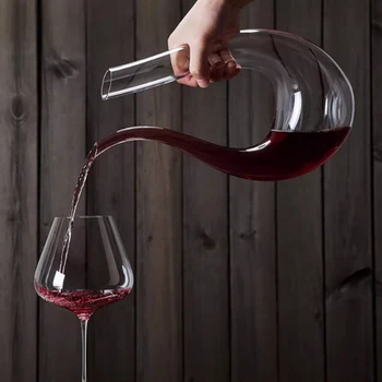 Large Elegant Red Wine Decanter Aerator Pourer - 100% Hand Blown Lead-Free Clear Crystal Glass - Wine Carafe Bottle, Wine Lovers Accessory Gift - 1600ml - View #7