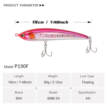 Jigging Pro 190mm 60g Hard Bait Pencil Fishing Lure ABS Material Floating Stick Bait for Saltwater Fish Ocean Boat Fishing Tuna – Metal Jig – view 3