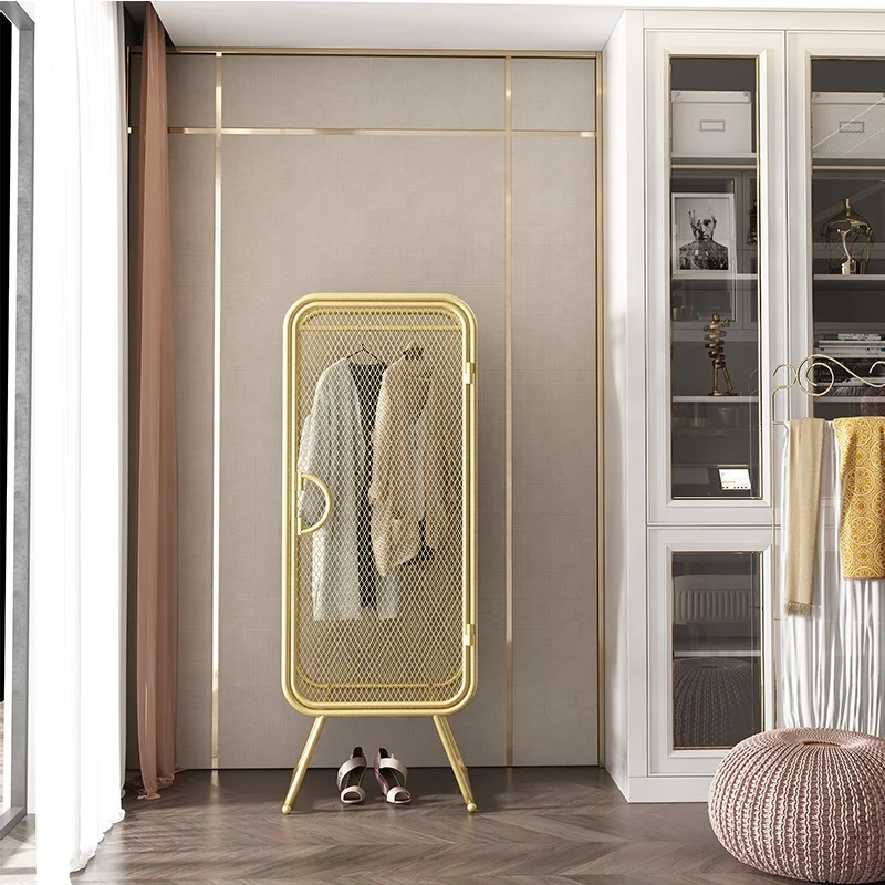 2021 Modern Hanging Storage Bag Interlayer Drawer Custom Walkin pink 2 Door Metal Organize Wardrobe