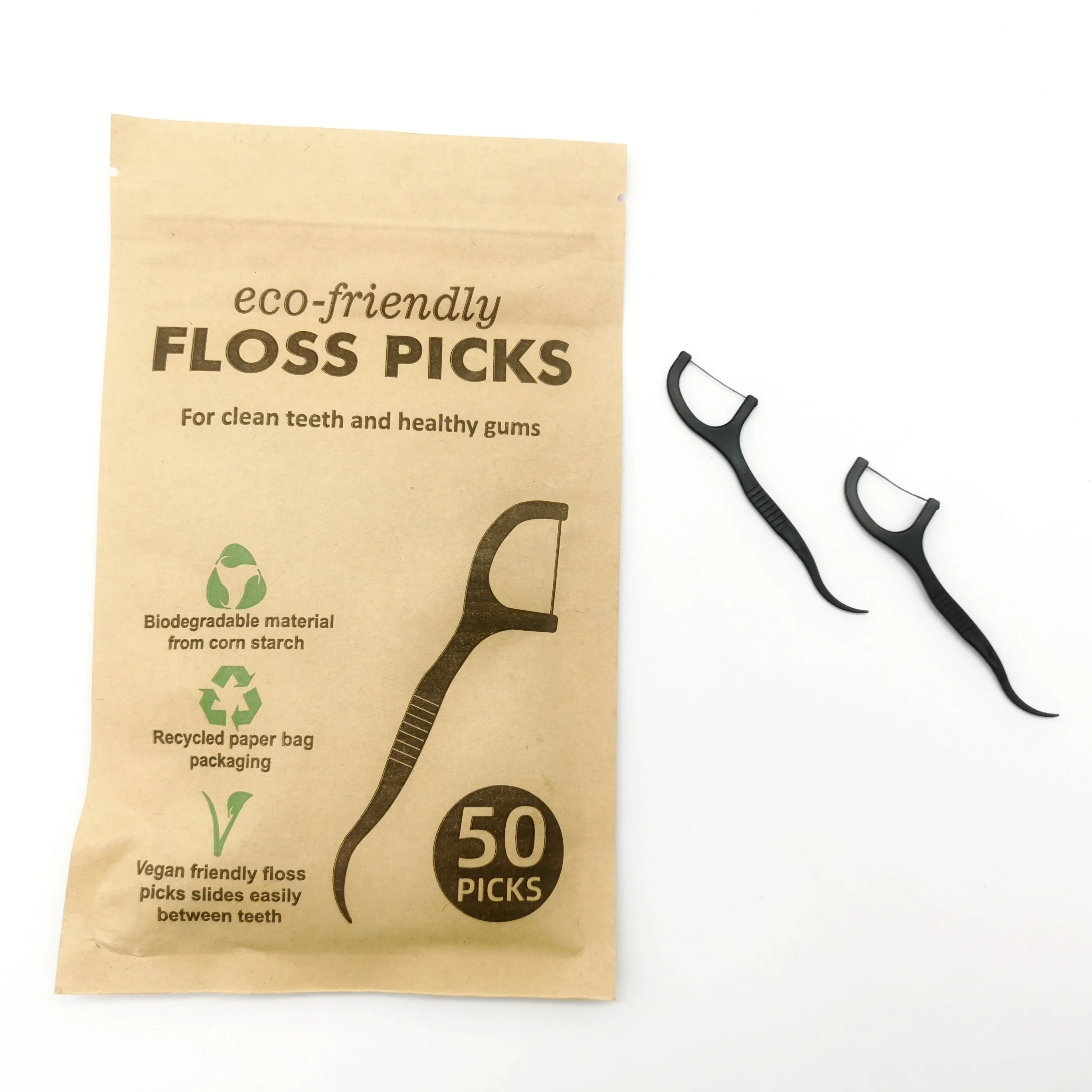 Oem Natural Wheat Bran Pla Dental Floss Pick Oem Oral Care Floss Picks