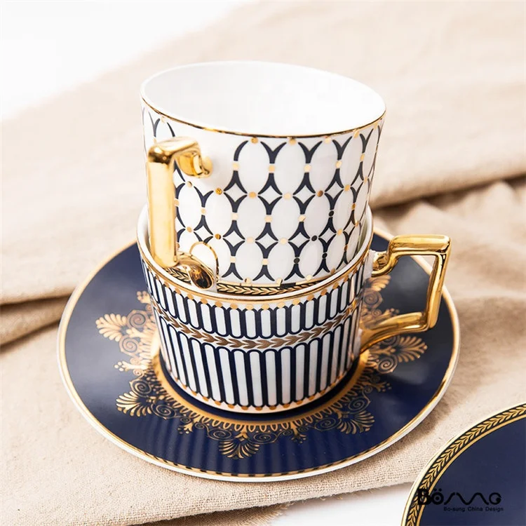 English Good Quality Custom Printed Bulk Chinese Bone China Tea Cup and Saucer