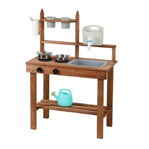 Wood Preschool Kindergarten Outdoor Furniture Set Kids Kitchen Role Play Toys Outdoor Mud Kitchen Set to Play and Learn