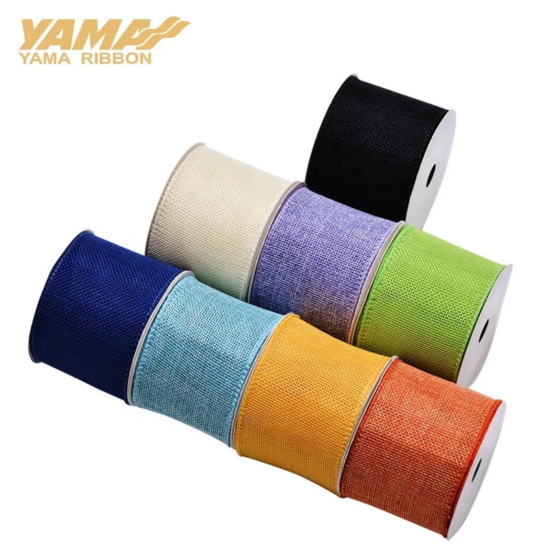 Фабрика Yama, 2,5 дюйма, ширина 63 мм, индивидуальная Смешанная однотонная лента из джутовой проволоки с краями, Рождество