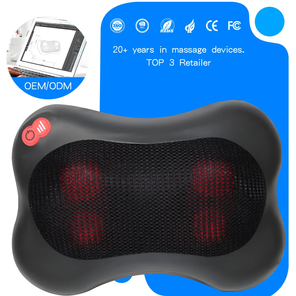 Becozzy Wireless Electric Shiatsu Vibration Massage Cushion Neck Back Body Car Seat Heating Pillow Machine Foot Massager