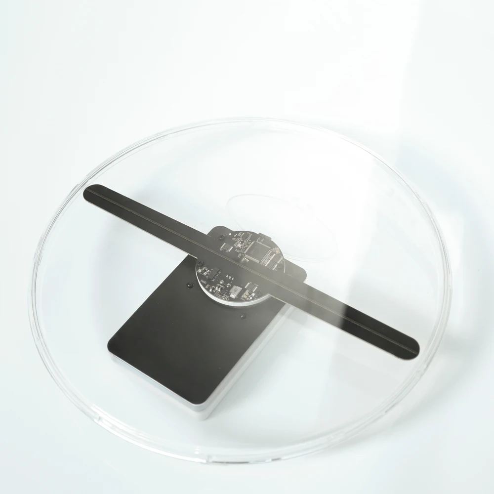 Rechargeable Table Top Display Hologram Watch Advertising 3D Hologram LED Fan 30cm