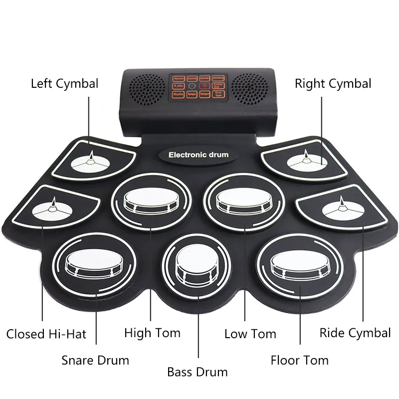 Electronic Roll up Drum Set Kit Educational Music Toy Drum Foldable Usb Mini Percussion Instrument for Practice