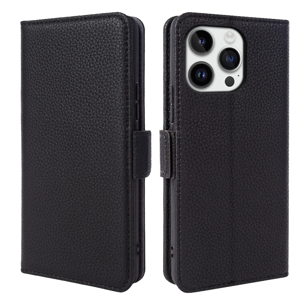 Genuine Cowhide Leather Phone Case For Iphone 14 13 12 Pro Max Wallet