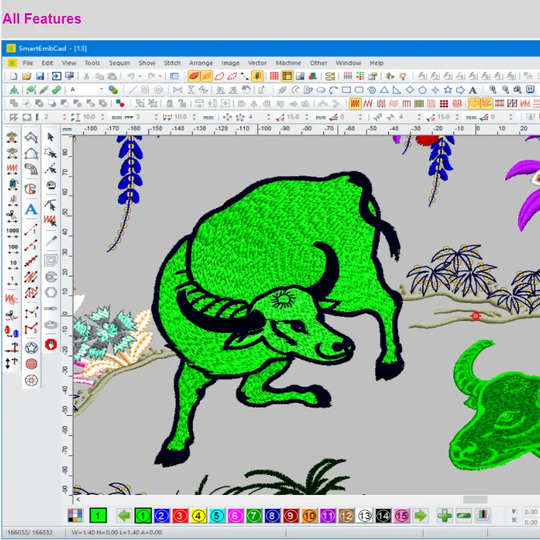 Computer Embroidery Machine Patterns Design Digitizing DST DSB Software Similar to Wilcom Dahao