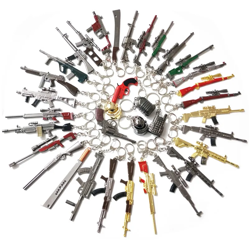 High Quality Mini Pistol Model Keychain Zinc Alloy Game Model Gun Shape Keychain Men Army Fan Metal Miniature Model Keychain