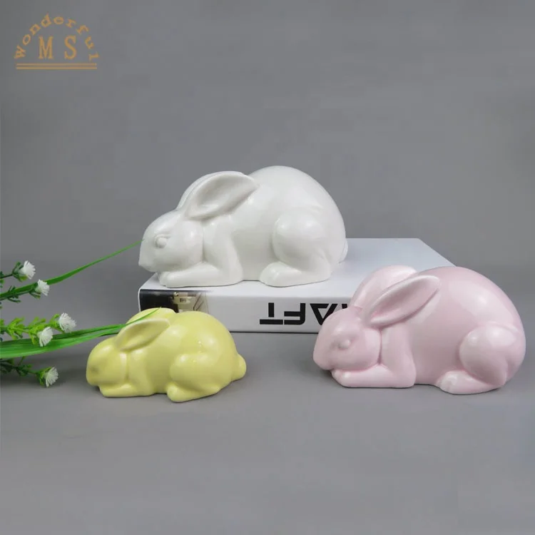 Mini Shiny Ceramic Rabbit Figurine  Bunny Statue Multi Colors Glazing for Easter Day Gift  and Spring Home Decoration