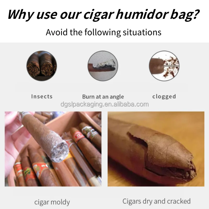 Customization Printing Humidity Tobacco Cigar Bags Ziplock Cigar