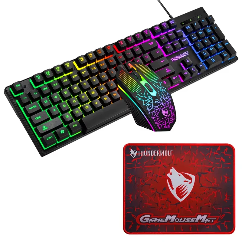 Hot Sale 4 in 1 Portable Wired Gaming Keyboard and Mouse Mousepad Headphone 4 in 1 Combo aperçu 2