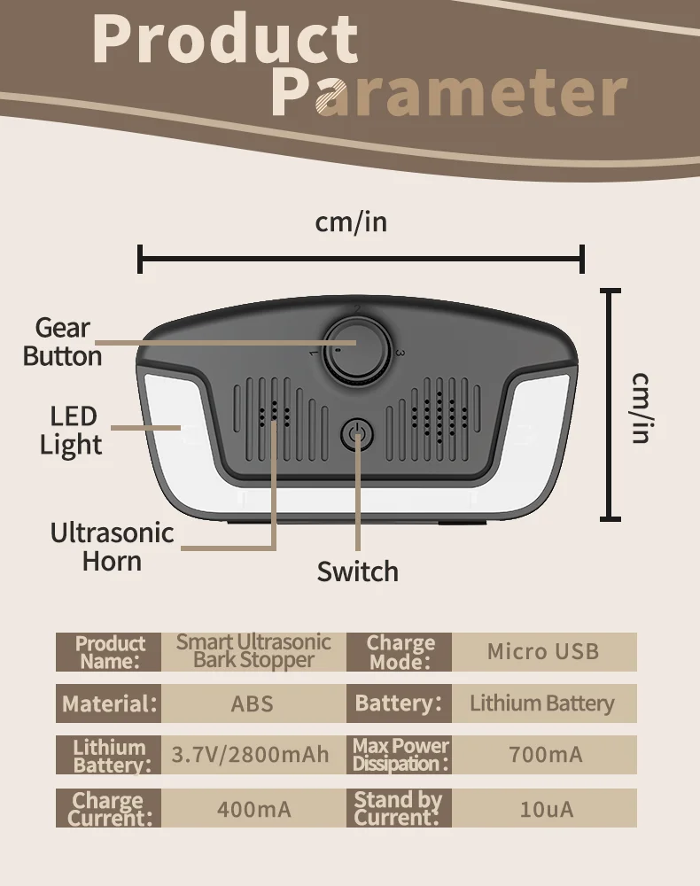 New Upgraded 10-30KHZ Rechargeable Cat Dog Barking Repeller Deterrent Anti Bark Device Ultrasonic Dog Repeller Training Device factory