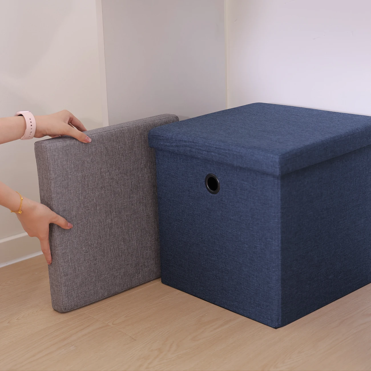 China High Quality Folding Storage Ottoman for Furniture Storage Foot Stool Foldable Seat Box