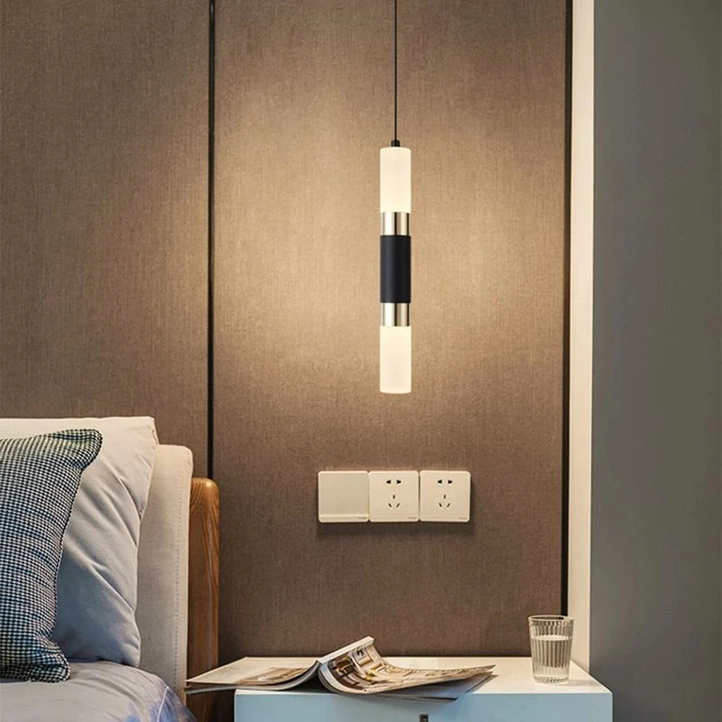 Nordic Modern LED up Down Linear Pendant Light Dining Bar Table Bubble Frosted Aluminum Lighting Hanging Chandelier - Image 2