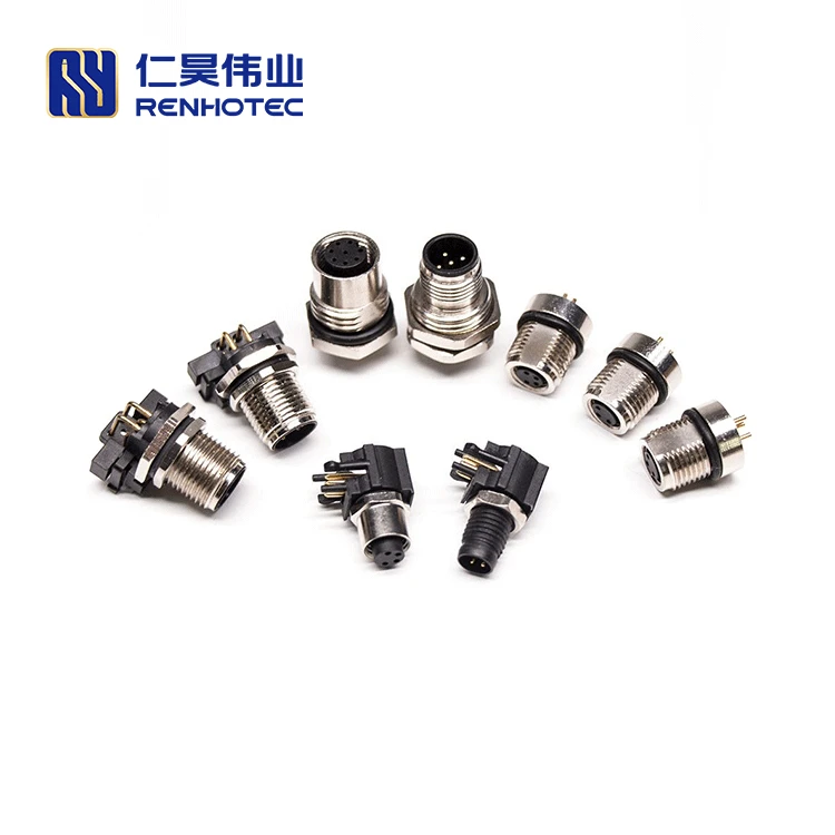 M12 Connector Panel Mount Pair Ip67 M12 A Code 8 Pin Male M12 Connector Cable Connector Male