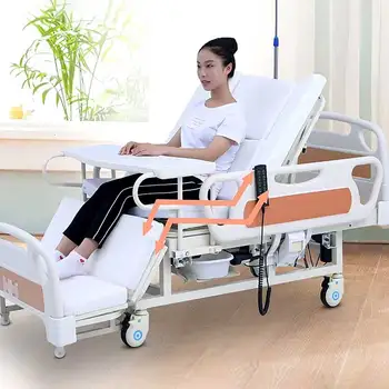 Hot Sale Medical Remote Control Nursing Home Care Bed Elderly and Patient Five Function Electric Hospital Bed with Toilet