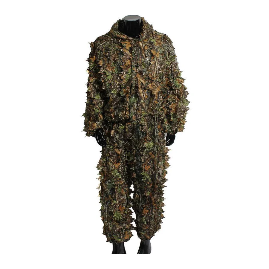 3D Green Leaf Gili Set Light and Breathable Outdoor Woodland Camouflage Suit Jungle Camouflage Wildlife Photography