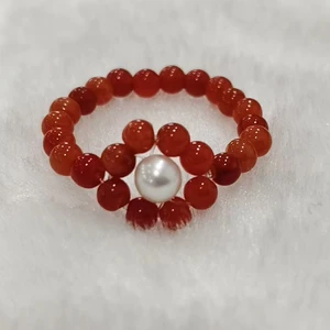 YOB  Master-Designed 4-7mm Natural White Freshwater Bread Pearl Ring Starry Sky Planet Inspired Personalized Jewelry