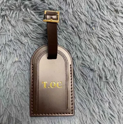Wholesale High Quality Custom hot stamp Initial keepall Leather Luxury Luggage  Tag Bag Accessories Fashion Designer Logo Travel Label From m.