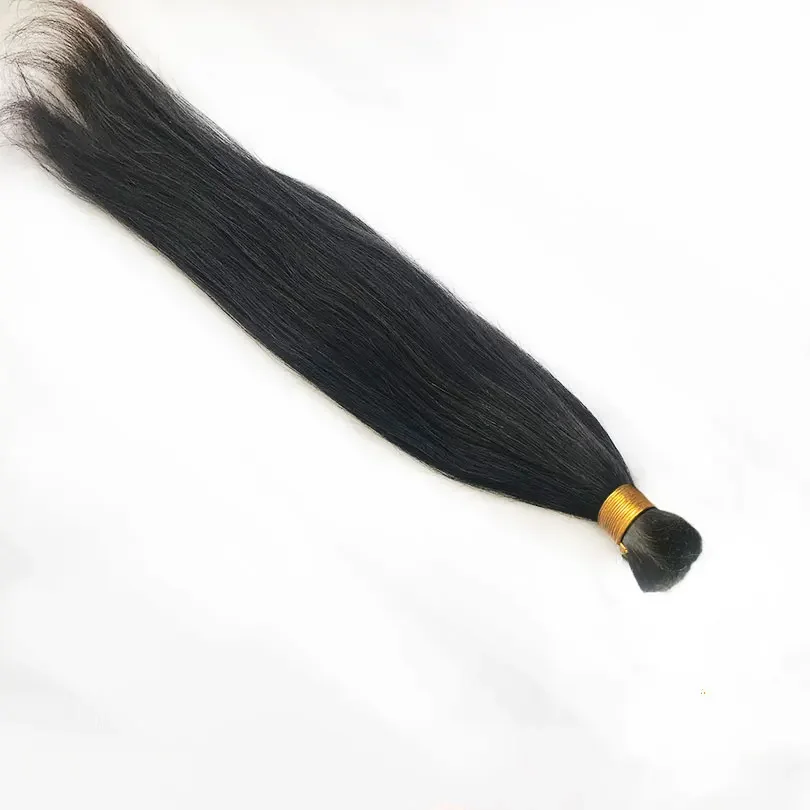 Yaki Straight Hair Bulk Human Hair for Braiding Natural Color Malaysian Remy Extensions_voghion.com