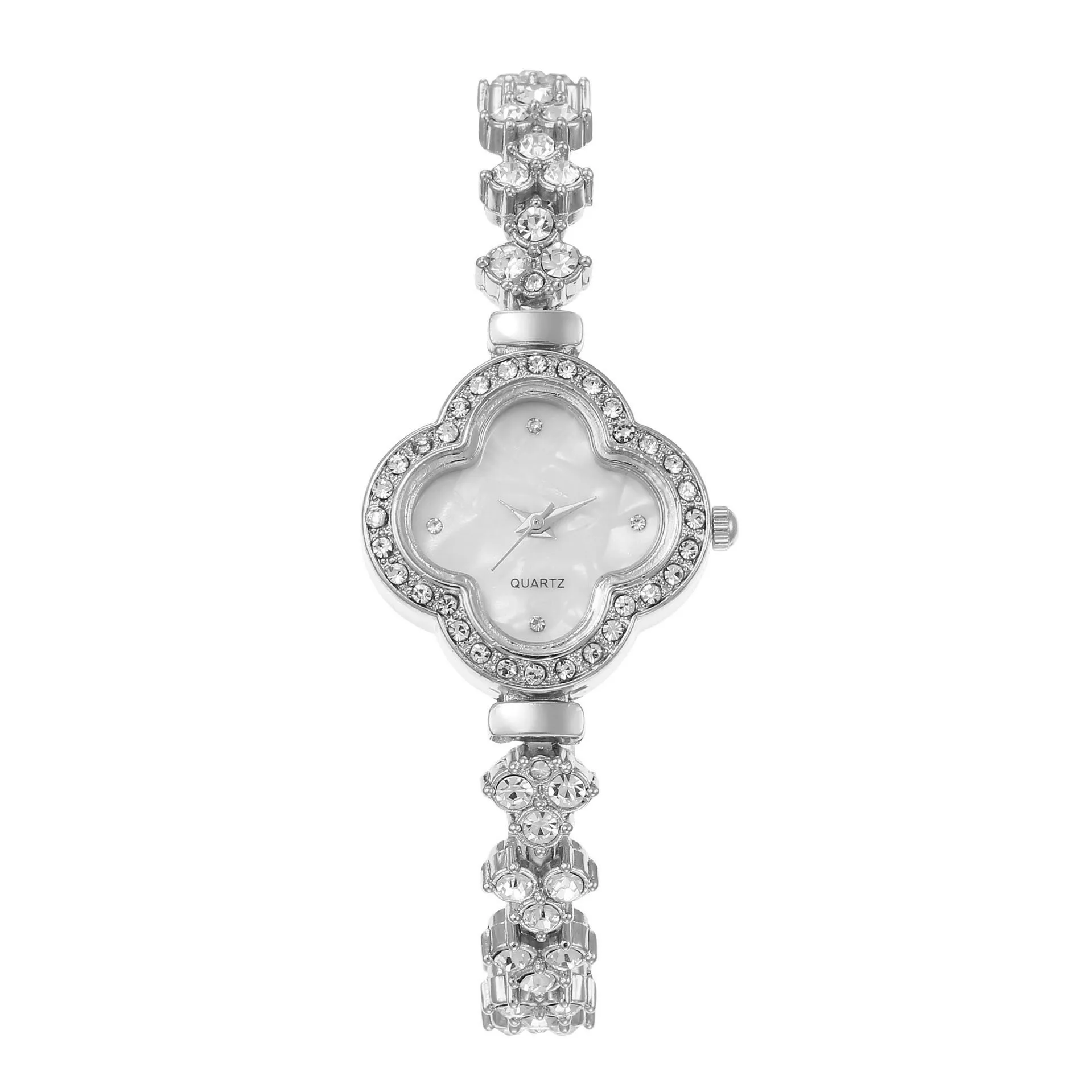 Exquisite Lady Iced Out Watch Sparking Luxury Daily Wear Elegant Party Love Gift Clover Shell Wrist Watches for Women