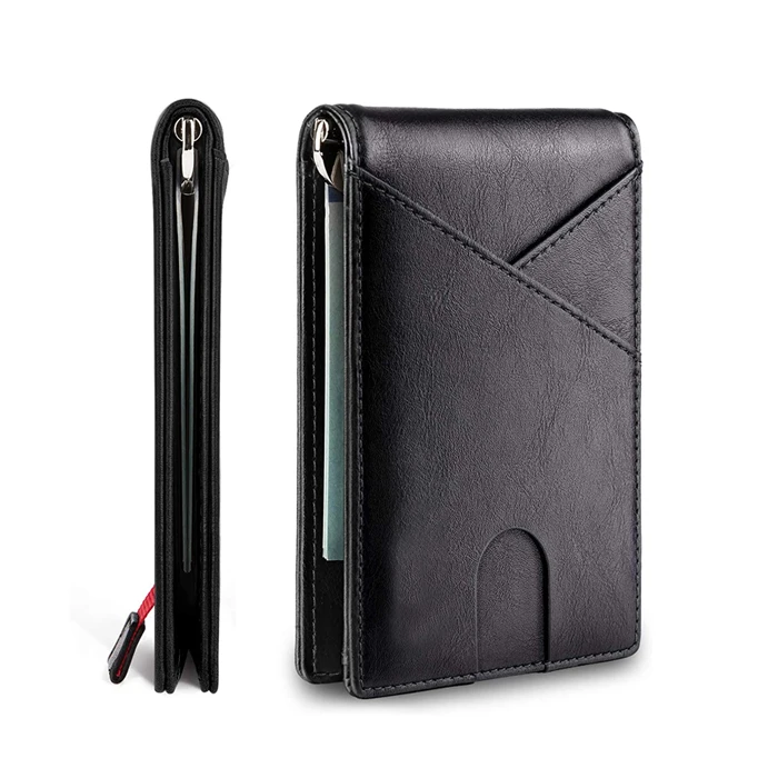2021 BSCI RFID Wallet Custom PU Leather Mens Bifold Front Pocket Card Holder Small Slim Minimalist Wallet