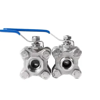 [Stock]4in DN100 316 high quality chemical oil pipeline systems stainless steel 3PC floating threaded ball valve