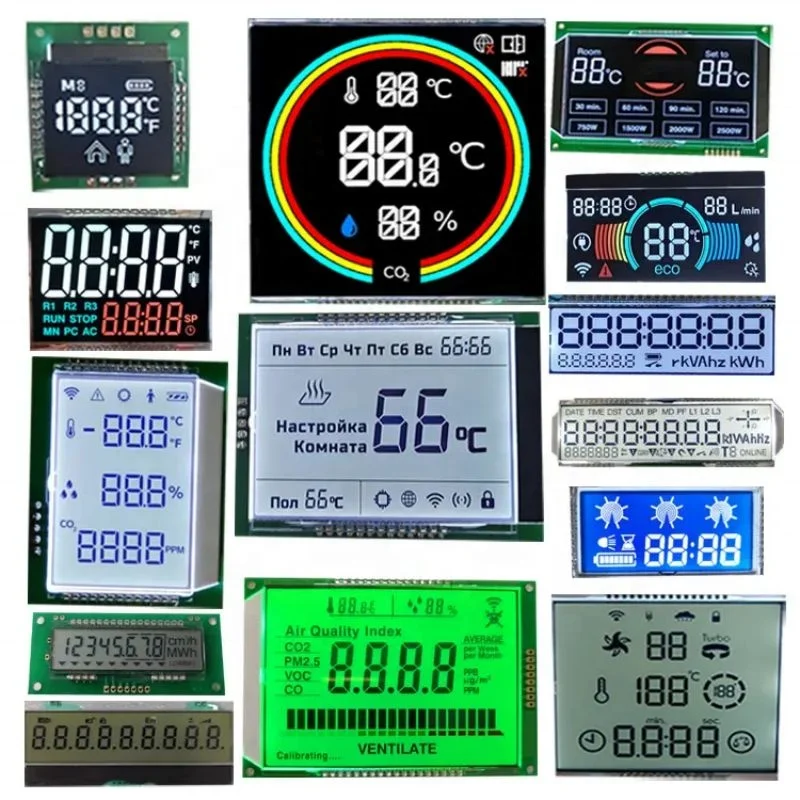 Monochrome LCD Display 7 Segment 4 Digit Alphanumeric LCD with Waterproof Connector 18 PIN