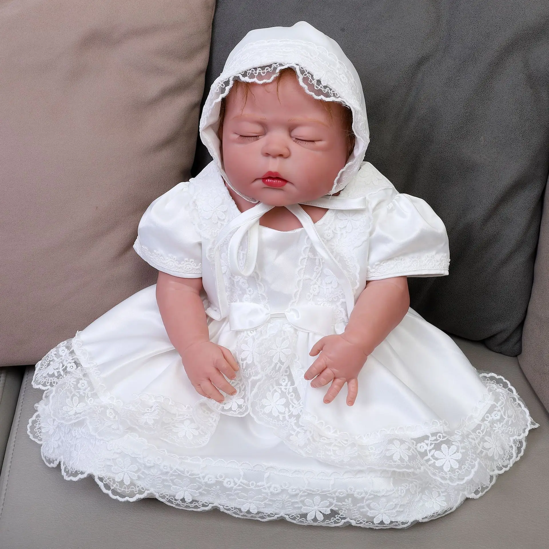 Baby Dress Lace Christening Gown Beige Baby Wedding Princess Dress for  Girls White Baptism Dresses Birthday Communions