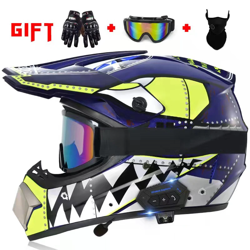 Motorcycle Blue-Tooth Helmet Full Face Motocross Safety