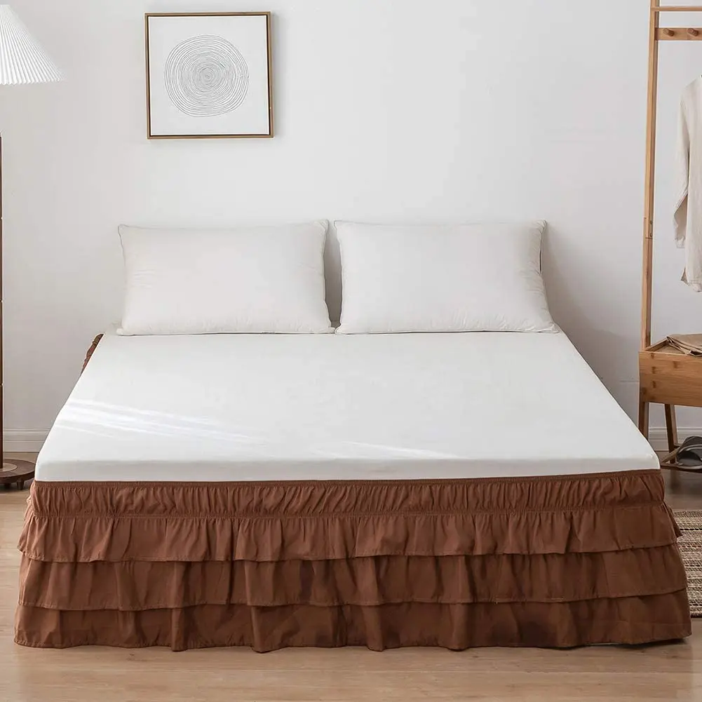 3 Layers Microfiber Bed Skirt Dust Ruffle Classic Tailored Styling 14