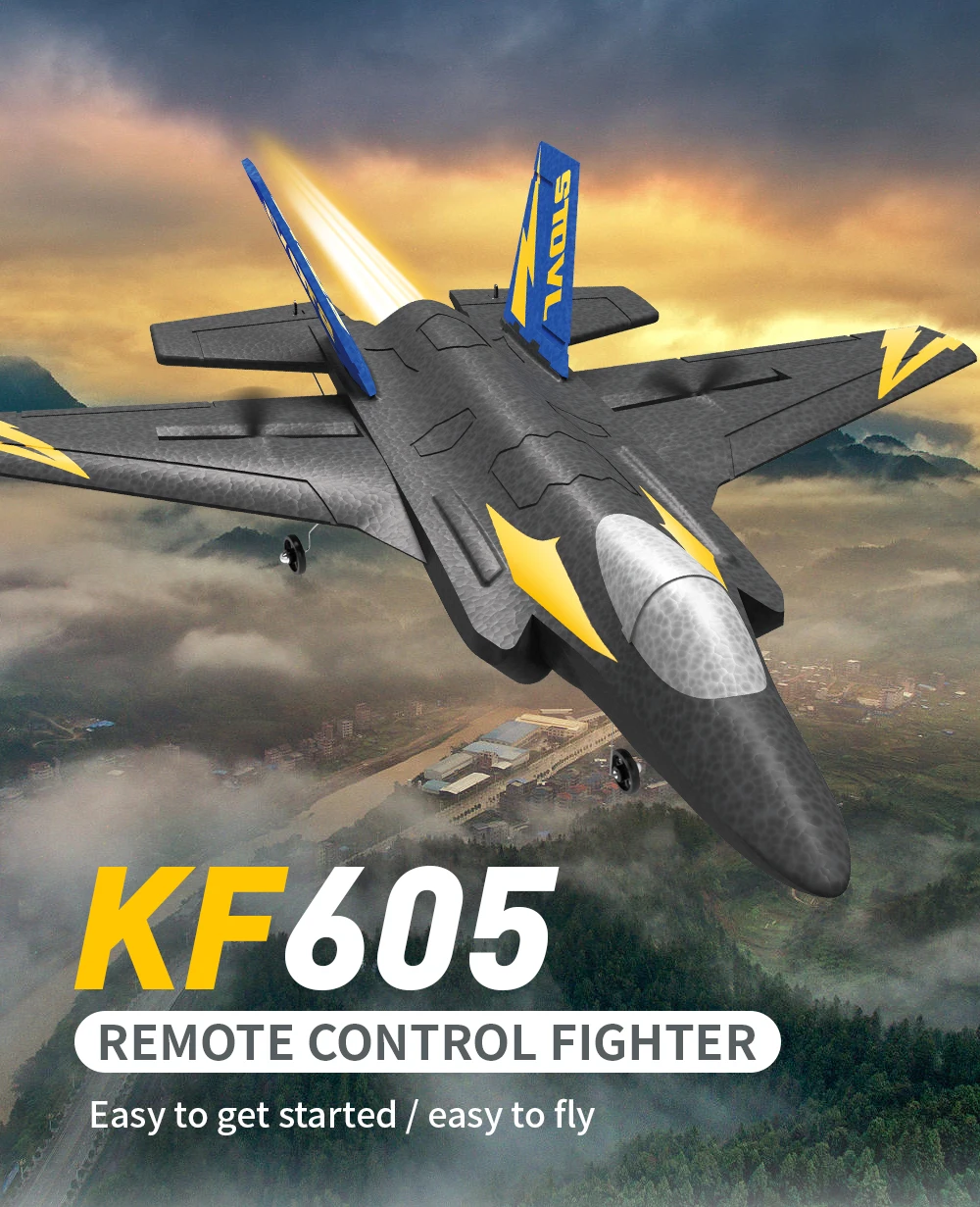 2023 New HOSHI KF605 Glider F35 F-35 Simulation Airplane EDF Jet EPO RC Airplane Scale Modern Fighter Model Hobby Plane Aircraft